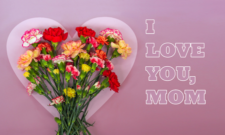 Heart shaped carnation flowers frameの写真素材