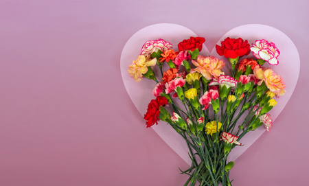 Heart shaped carnation flowers frameの写真素材