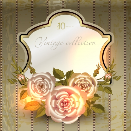 vector vintage a retro a vignette with rosesのイラスト素材