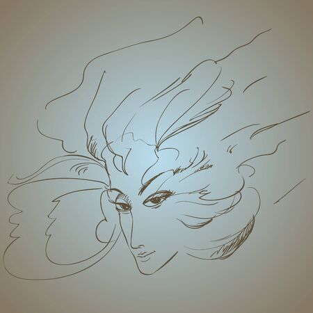  drawing with a portrait of the young, beautiful girlのイラスト素材