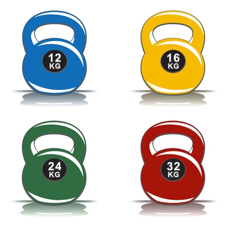 Colored kettlebellsのイラスト素材