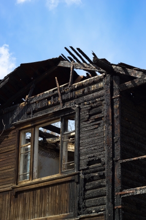Burnt house, verticalの写真素材