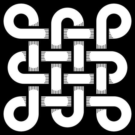Beautiful Chinese knot on black backgroundのイラスト素材