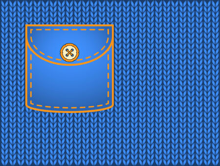 Knitted background and pocket with space for your textのイラスト素材