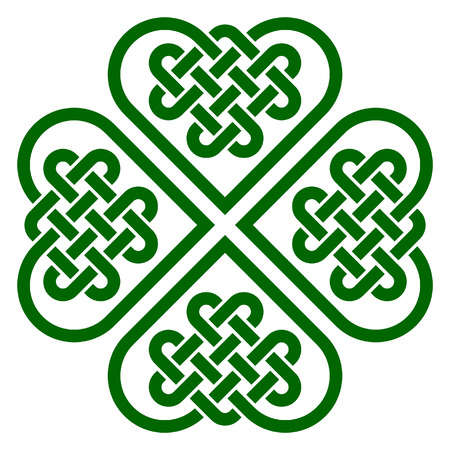 Four-leaf clover shaped knot made of Celtic heart shape knots, vector illustrationのイラスト素材
