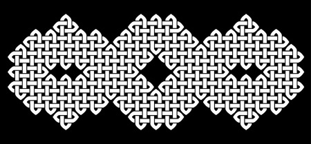Asian (Chinese, Korean or Japanese) or Celtic style knot. Monochromatic illustration. White knot on black background, isolated.のイラスト素材