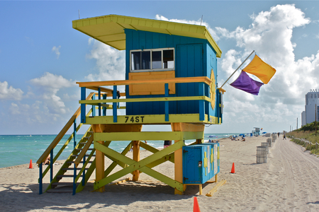 Beach guard hut, Hallandale Beach, Floridaのeditorial素材