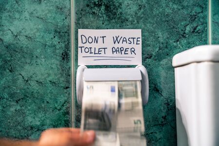 Irony of the panic with the toilet paper for the coronavirus crisis.