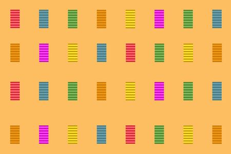 Pattern with different colored summer towels on the sand of the beach. Concept of social distance in summer.の写真素材