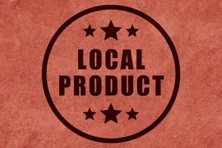 Local artisan product icon design on red background. 100% local product concept.の写真素材