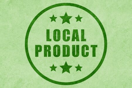 Design of a local product icon on an ecological green background. 100% local product concept.の写真素材