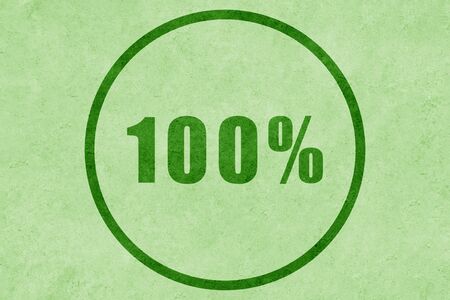 Green icon of a 100% sign. One hundred percent concept.の写真素材
