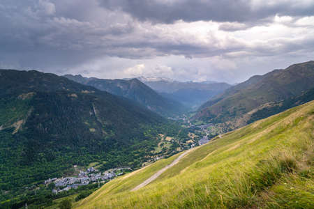 Small typical mountain villages at the bottom of a beautiful valley.の写真素材