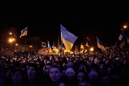 Protest on Euromaydan in Lviv UKRAINE NOVEMBERのeditorial素材