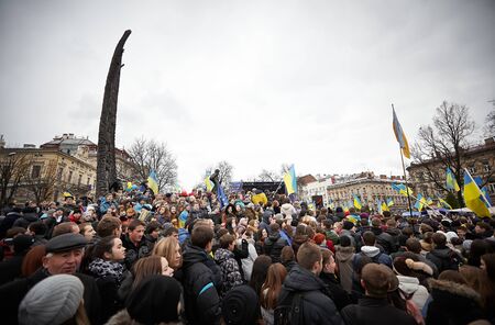 Protest on Euromaydan in Lviv UKRAINE NOVEMBER