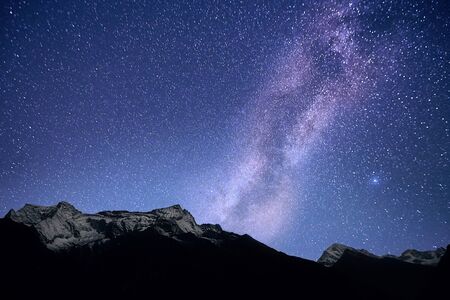 The Milky Way galaxy over the Himalayas. Nepal, Everest regionの写真素材