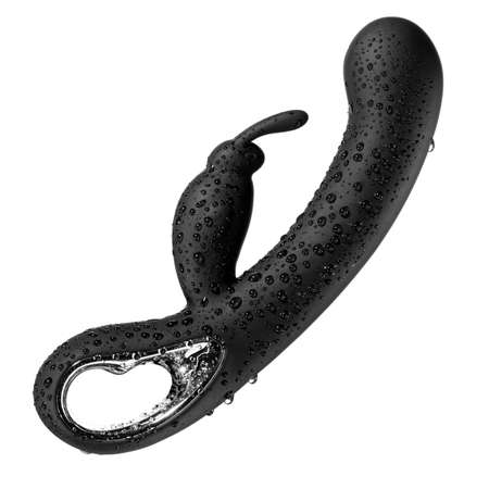 Black vaginal vibrator in drops of water hanging in the air isolated on a white backgroundの写真素材
