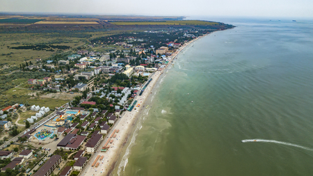 KOBLEVO, UKRAINE - JULY 2019: Koblevo top view aerial photography with droneのeditorial素材
