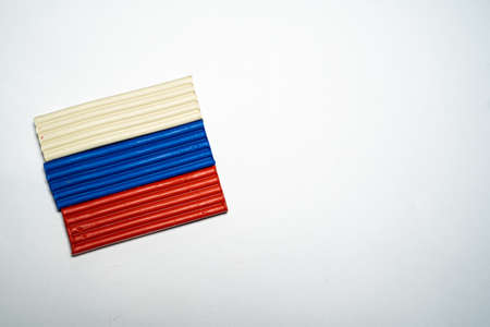 Russian flag made of plasticine close-up.の写真素材