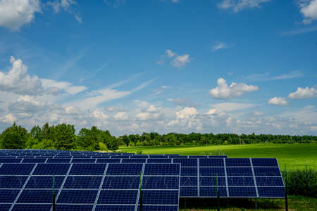 solar panels on a blue sky background.