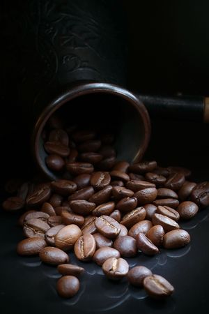 Close kind of fried coffee grainsの写真素材