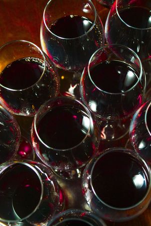 Red wine in a glass wine glassの写真素材