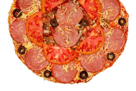 Appetizing pizza on a white backgroundの写真素材