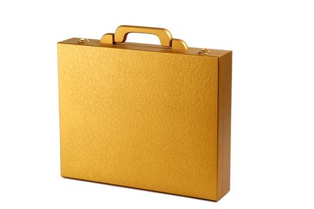 Wooden suitcase on a white backgroundの写真素材