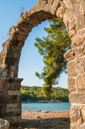 Ruins of the ancient Greek city of Phaselis in Turkeyの写真素材