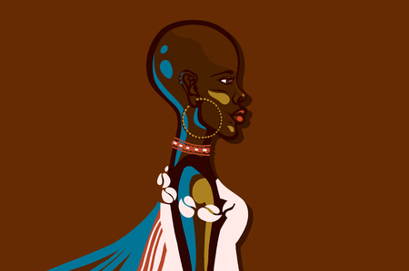 Portrait of an African girl. Vector illustration.のイラスト素材