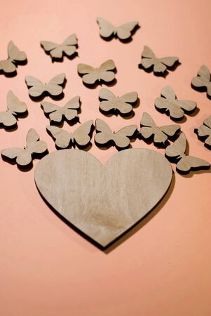 design of cards, Valentine's Day, declaration of love, butterflies from the heart, a symbol of loveの写真素材