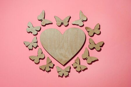 Heart in a frame of butterflies, birthday, declaration of loveの写真素材