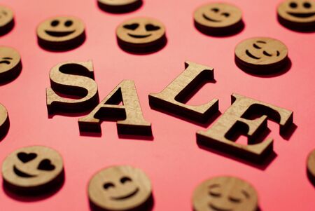 sale among smiles with different emotions, autumn sale, backgroundの写真素材