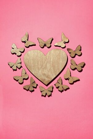 Heart in a frame of butterflies, Design for a postcard, St. Valentine's Day, birthday, declaration of loveの写真素材