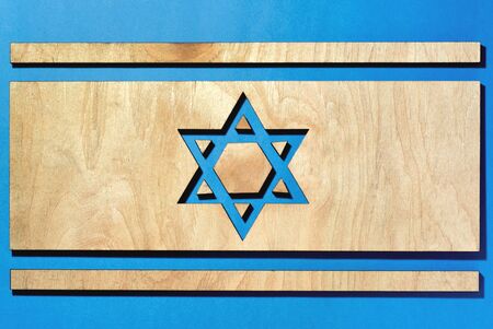 flag of Israel, david star carved into a tree,  background and designの写真素材