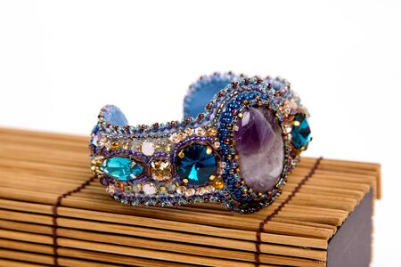 necklace earrings bracelet beads amethyst. luxury jewelleryの写真素材