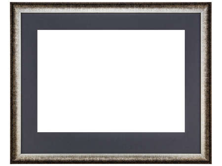 Antique Gray Classic Old Vintage Wooden Rectangle mockup canvas frame isolated on white background....