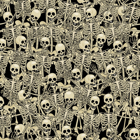 Fun skeletons. Seamless background. Eps8. CMYK. Global colors. Gradients free.のイラスト素材