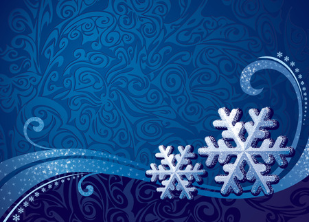 Two snowflakes on floral background のイラスト素材