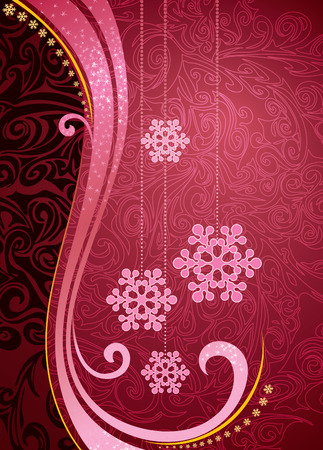 Snowflakes on floral background. のイラスト素材