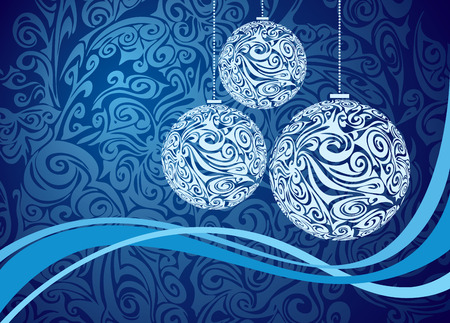 Two baubles on floral background.  のイラスト素材
