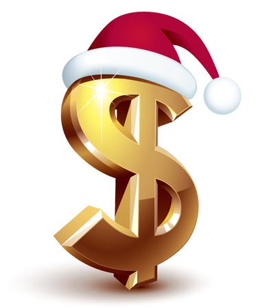 Gold dollar sign with Santa hat. のイラスト素材