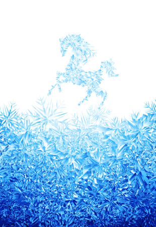 Decorative silhouette horse on ice background.  のイラスト素材