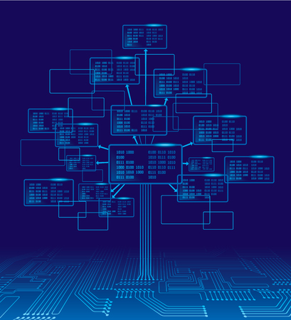 Tree consisting of blocks with binary codes. のイラスト素材
