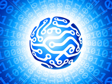 Blue circuit globe. のイラスト素材