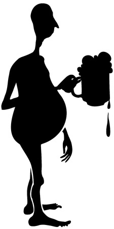 Silhouette man with glass of beer.のイラスト素材