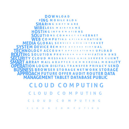 Cloud computing concept in word cloud. Eps8. RGB. Global color. Gradients free.のイラスト素材