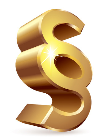 3d gold paragraph symbol. Eps8. CMYK. Organized by layers. Global colors. Gradients used.のイラスト素材