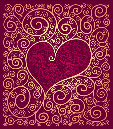 Ornate heart frame. Eps8. CMYK. Organized by layers. Global colors. Gradients used.のイラスト素材