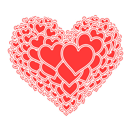 Heart shape consist of small hearts. Eps8. RGB. Gradients free.のイラスト素材